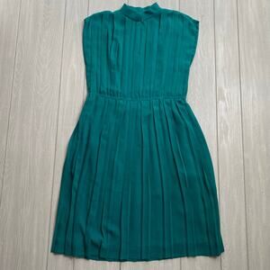 The Gilberts for Tally Vintage Women's Teal Green Pleated Sheath Dress Size 8